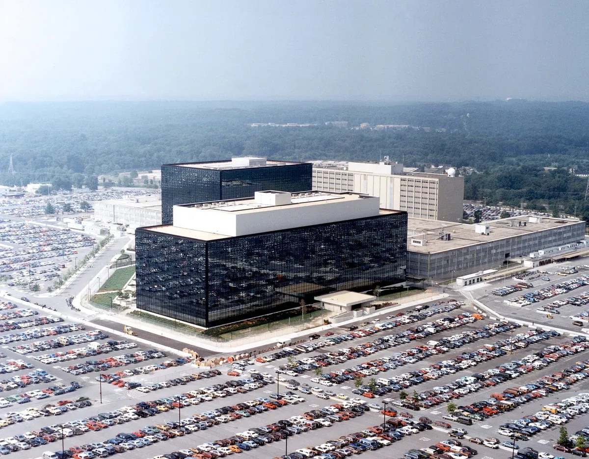Aerial view of the National Security Agency headquarters at Fort Meade, Maryland