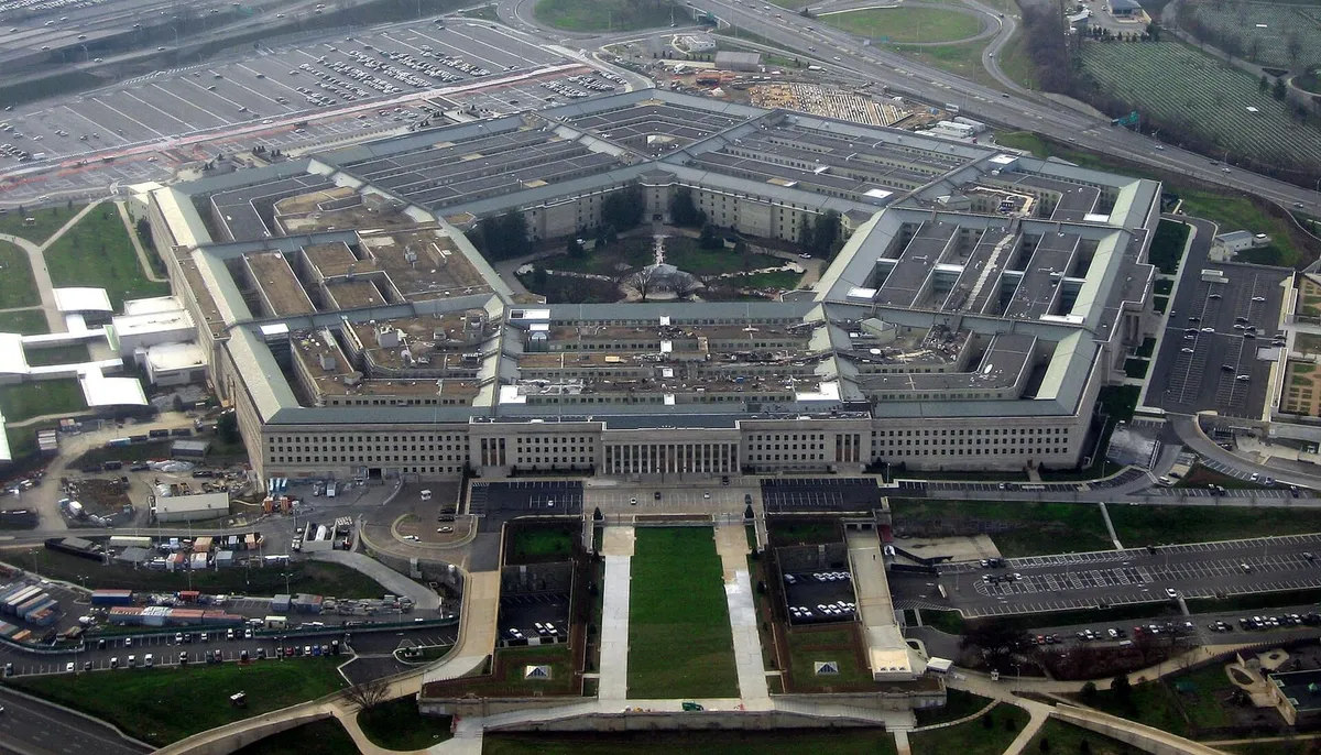 Aerial view of the Pentagon building in Arlington, Virginia